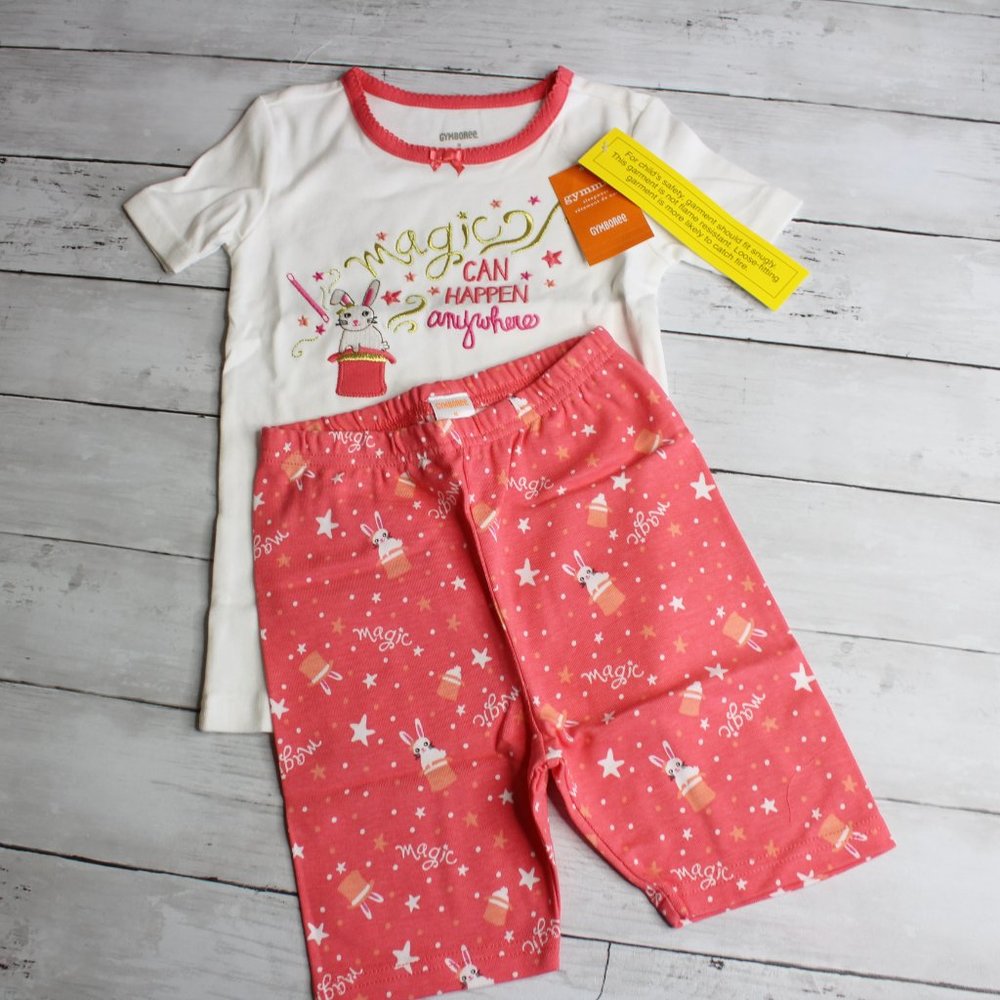 Gymboree Girls' Shortie Pajama Set Size 6 Magic Magician Rabbit Gymmies